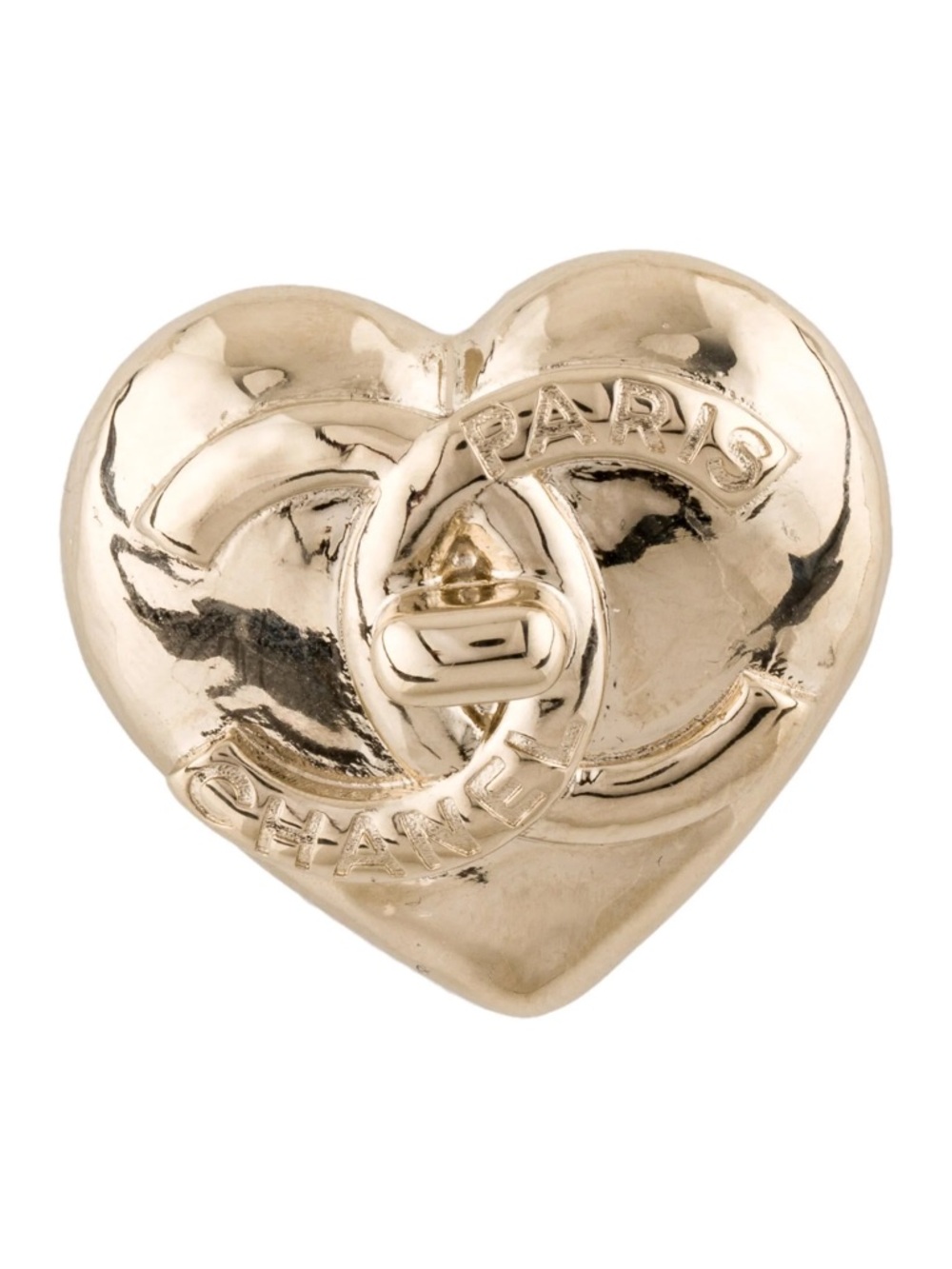 Chanel 2022 CC Turnlock Heart Logo Brooch